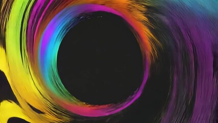 Poster - Colorful swirl is slowly rotating around black hole on dark background. Great for any project that requires a colorful and abstract background