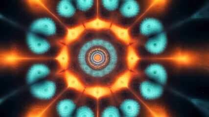 Poster - Orange and teal lights are moving and forming a perfectly looping kaleidoscopic pattern. This video game asset is loopable