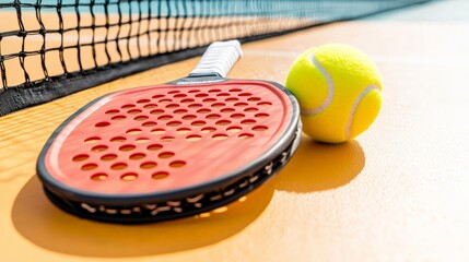 Two red paddles and a yellow ball placed on a ping pong table, representing the fun and competition of table tennis.