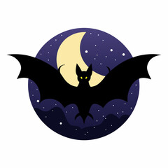 A bat flying in the night sky vector illustration on white background