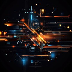 Poster - Abstract digital design featuring bright lines and shapes in a futuristic style. Perfect for technology and innovation themes.