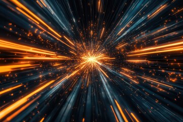 Poster - Dynamic explosion of light showcasing vibrant colors, representing energy and motion in a stunning visual effect.
