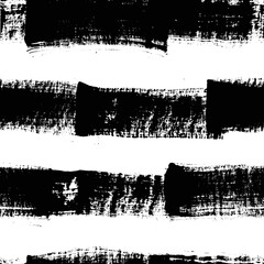 Aufkleber - Vector stripes pattern. Seamless black and white brush stroke background. Striped print with distress texture. Painted ornament for kids. Childish design