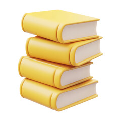 Wall Mural - stack of yellow books 3d render icon isolated on transparent background cutout