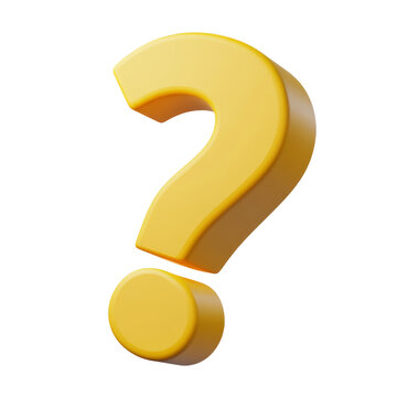 yellow question mark 3d render icon isolated on transparent background cutout