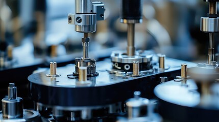 Poster - Close-up of intricate machinery showcasing precision engineering and components in a manufacturing process.