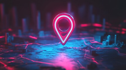 Poster - A modern 3D navigation symbol with a pointer, arrow, and location marker, emphasizing digital travel and exploration in a futuristic style.