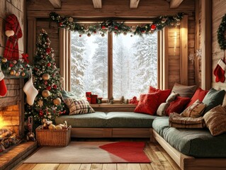 Canvas Print - Cozy interior with festive decorations and seasonal elements