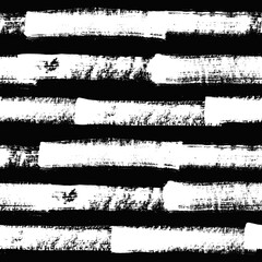 Aufkleber - Vector stripes pattern. Seamless black and white brush stroke background. Striped print with distress texture. Painted ornament for kids. Childish design