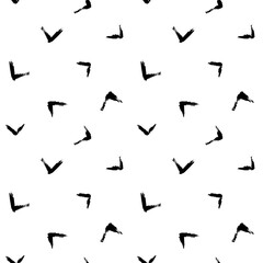 Aufkleber - Vector swoosh pattern. Seamless black and white brush stroke background. Abstract birds print with distress texture. Painted ornament for kids. Childish design