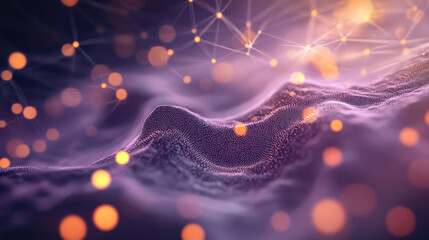 close up depiction of biological structure with intricate patterns and glowing particles, creating mesmerizing visual effect. interplay of light and texture evokes sense of depth and complexity