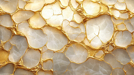 Poster - Gold and Marble Abstract Cell Texture Background in Shining Golden Colors for Luxurious Design and Artistic Projects