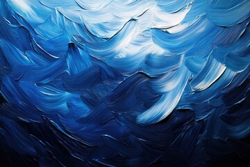 Wall Mural - Dynamic abstract painting featuring swirling deep blue tones and soft brush strokes, evoking the essence of ocean waves.