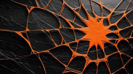 Poster - abstract paper web in orange and black background