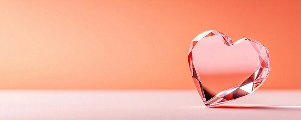 Poster - Glowing Crystal Heart Reflection - Abstract Modern Art Design Showcasing Light and Shadow Contrast in a Captivating Visual Experience