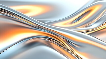 Poster - Futuristic Fluid Metallic Surfaces - Abstract Dynamic Airflow with Smooth Curves Reflecting Light in Aerodynamic Design