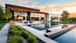 © sa-photo - Landscape architecture of a contemporary home with a sleek pool, modern planters, and low-maintenance greenery, blending indoor and outdoor living.