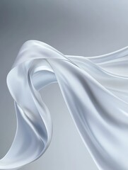 Poster - Abstract image of flowing white fabric, creating waves and swirls with a sense of lightness and movement, representing elegance, grace, and fluidity.