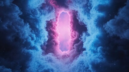 a striking display of cosmic clouds illuminates the night sky, revealing a bright, swirling light at
