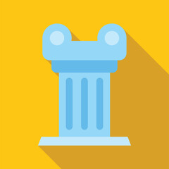 Poster - blue ionic order column standing on a yellow background is casting a long shadow