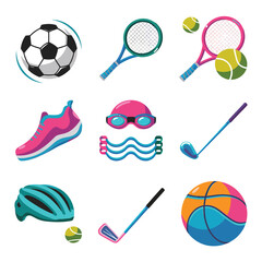 vector illustration hires with eps collection for sport icon activities and equipment tools sport items
