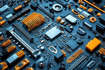 Poster - Close-up of a Circuit Board with Various Electronic Components