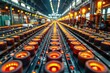 © NikahGeh - Close-up of a Conveyor Belt with Glowing Elements in a Factory