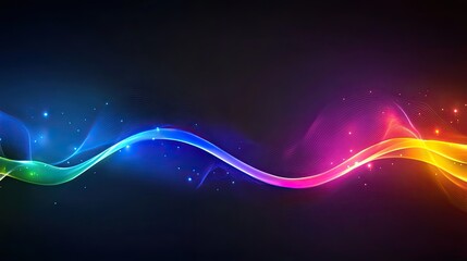 Poster - A rainbow background with bright neon colors arranged in waves, perfect for party themes or energetic advertisements.