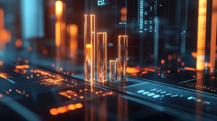 Poster - Abstract Data Visualization with Orange and Blue Colors