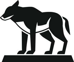 Sticker - Black silhouette of a standing wild dog on a pedestal, side view, isolated on a white background