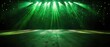 © รันนี่ เจอนั่น Mm - Green stage lights illuminate an empty wooden stage, creating a vibrant atmosphere.