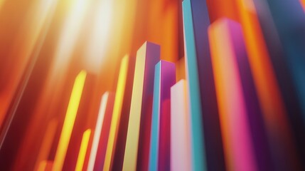 Poster - Colorful Vibrant Abstract Light and Bar Graph Background