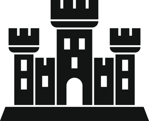 Poster - simple style black vector icon of a castle with towers for apps and websites