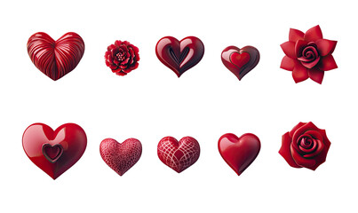Wall Mural - Valentine's Day design elements euqal and even distribution on white background on transparent background