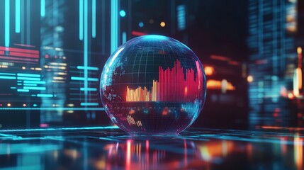Poster - Digital Globe with Colorful Data Visualization