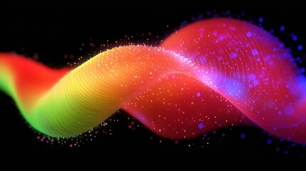 Poster - Colorful quantum wave patterns flowing smoothly in a vibrant, abstract representation of scientific phenomena