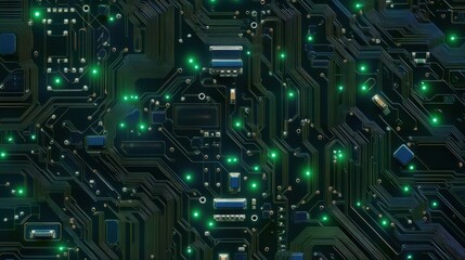 Poster - A close up of a computer chip with many small lights