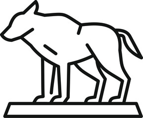 Poster - wolf statue standing on stone pedestal line icon for apps and websites