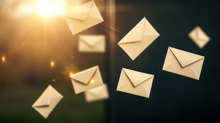 Poster - A bunch of envelopes are flying in the air