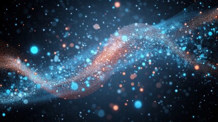 Poster - Exploring quantum mechanics through visualizations of superposition and wave patterns in a cosmic backdrop