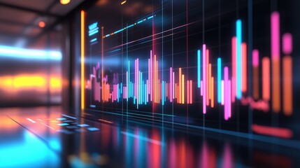Poster - Colorful digital data visualization on modern interface