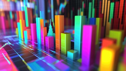 Poster - Vibrant Abstract Data Visualization in 3D Perspective