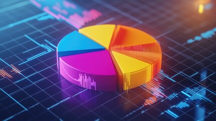 Aufkleber - Colorful Pie Chart on Digital Background
