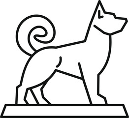 Poster - simple line art icon of a dog standing on a pedestal, symbolizing loyalty, companionship, and pet ow