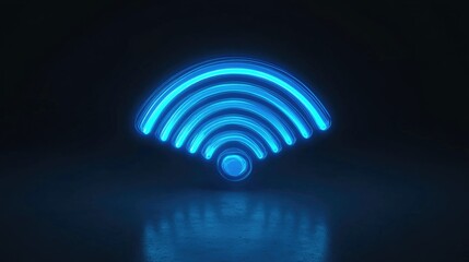 Poster - Glowing WiFi Signal Icon in Dark Background