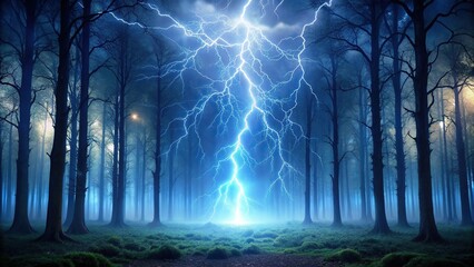 Wall Mural - bird eye view of forest illuminated by lightning abstract background