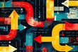 © Road Red Runner - An abstract illustration of a complex road network featuring colorful diverging arrows indicating various directions