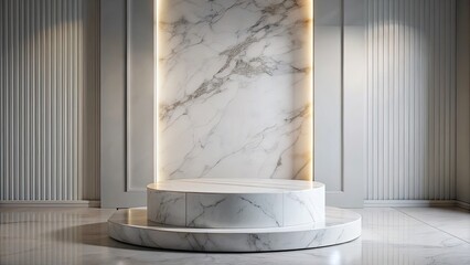 Canvas Print - Luxurious marble pedestal in a modern interior.