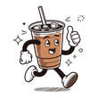 © Tata Che - Vector cartoon cup of coffee in retro style, quirky character