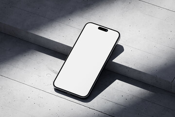Wall Mural - Phone with a blank screen on a concrete background